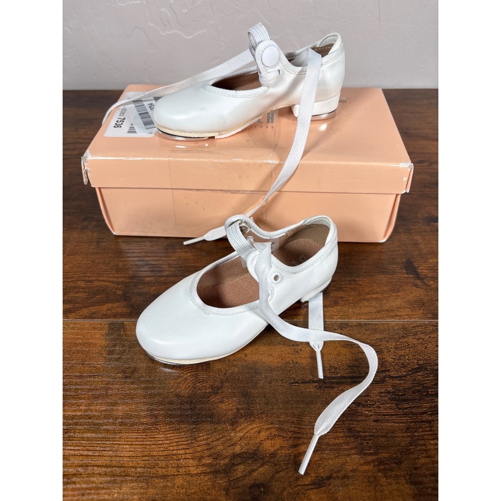 Bloch Annie Tyette White Tap Shoes S0350T Girls Kids Size 6M Mary Jane Ribbon - Picture 2 of 6